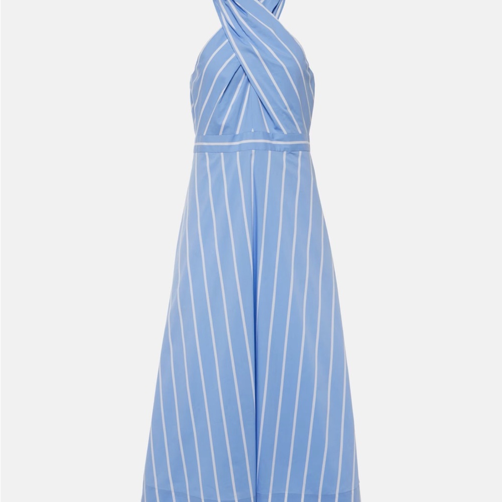 Veronica Beard Sky Blue Striped Midi Dress